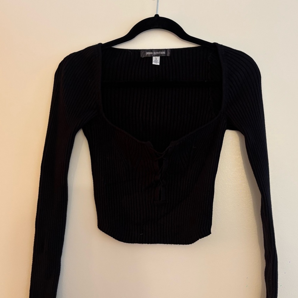 Urban Outfitters Black Ribbed Crop Top